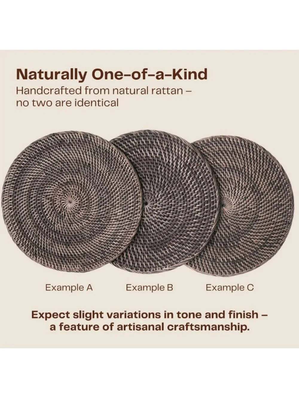 4-Pack Round Rattan Placemats - 13
